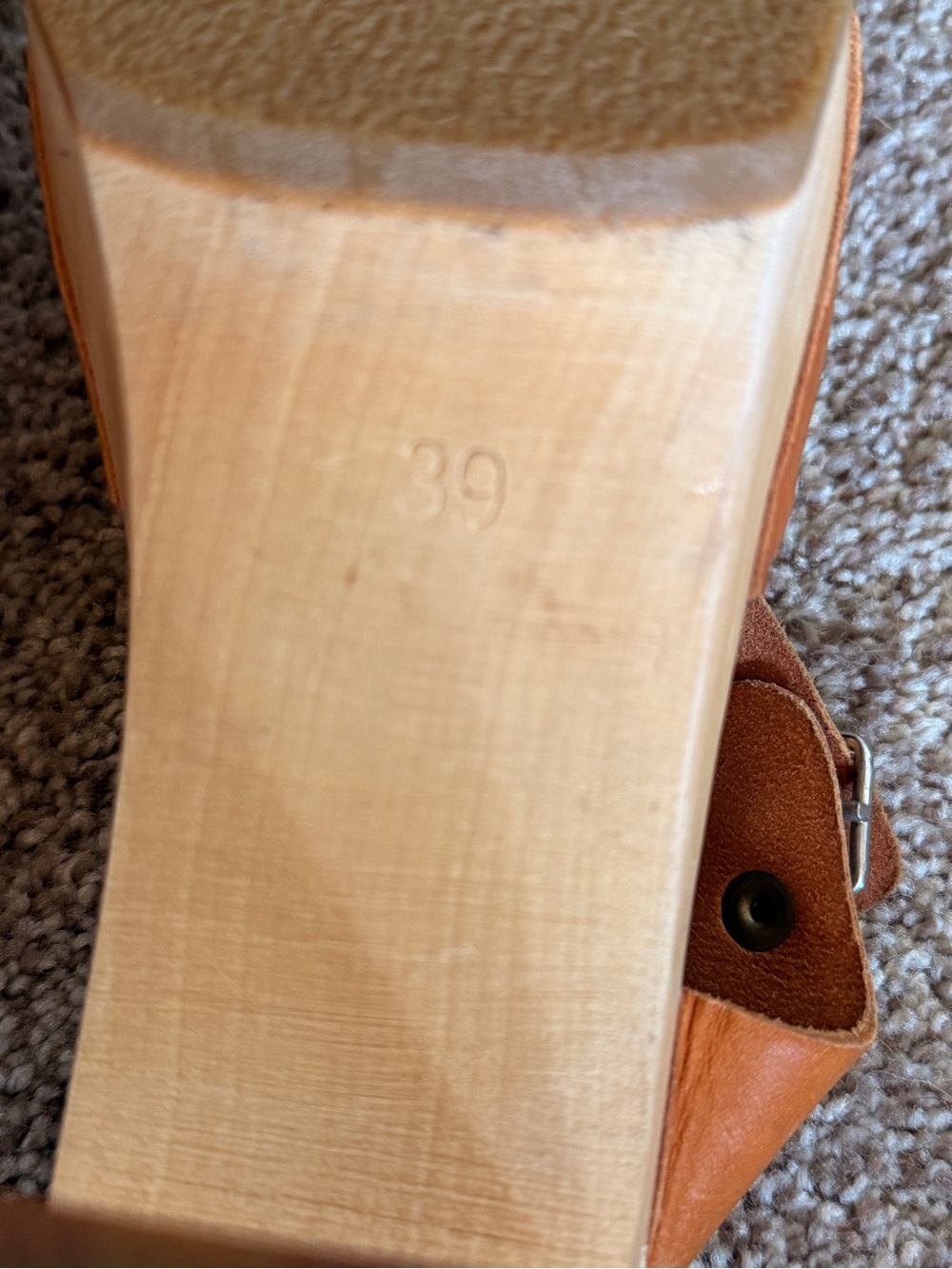 Swedish Hasbeens Chestnut Leather Slingback Clogs - Picture 5 of 6